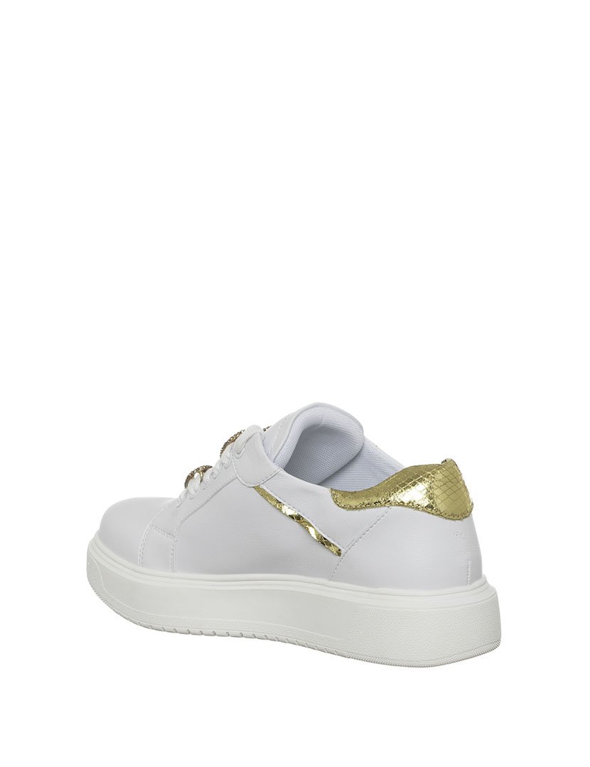 Ténis Senhora Branco e Dourado