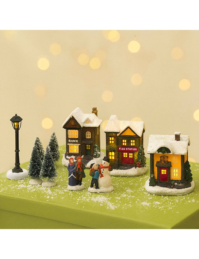 Conjunto de 10 peças de Vila de Natal com Luzes LED