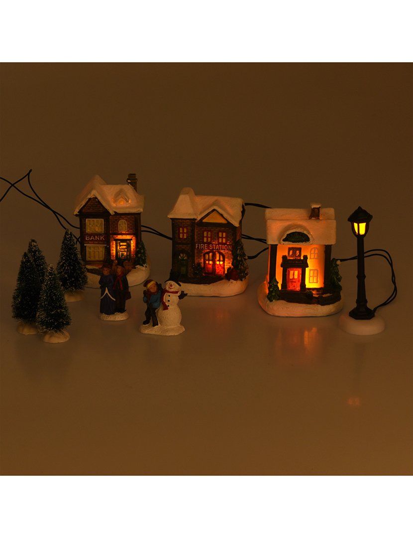 Conjunto de 10 peças de Vila de Natal com Luzes LED