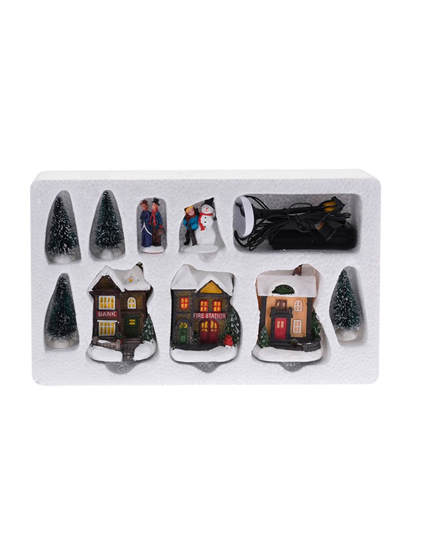 Conjunto de 10 peças de Vila de Natal com Luzes LED