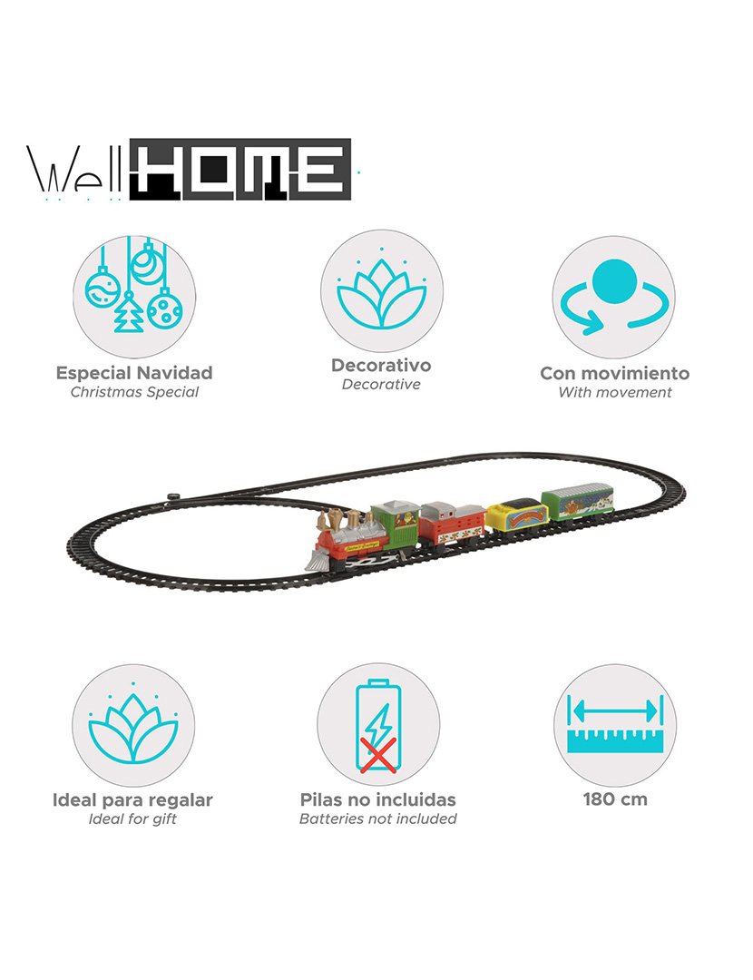 Conjunto de Comboio de Natal de 9 peças com trilho de 180cm