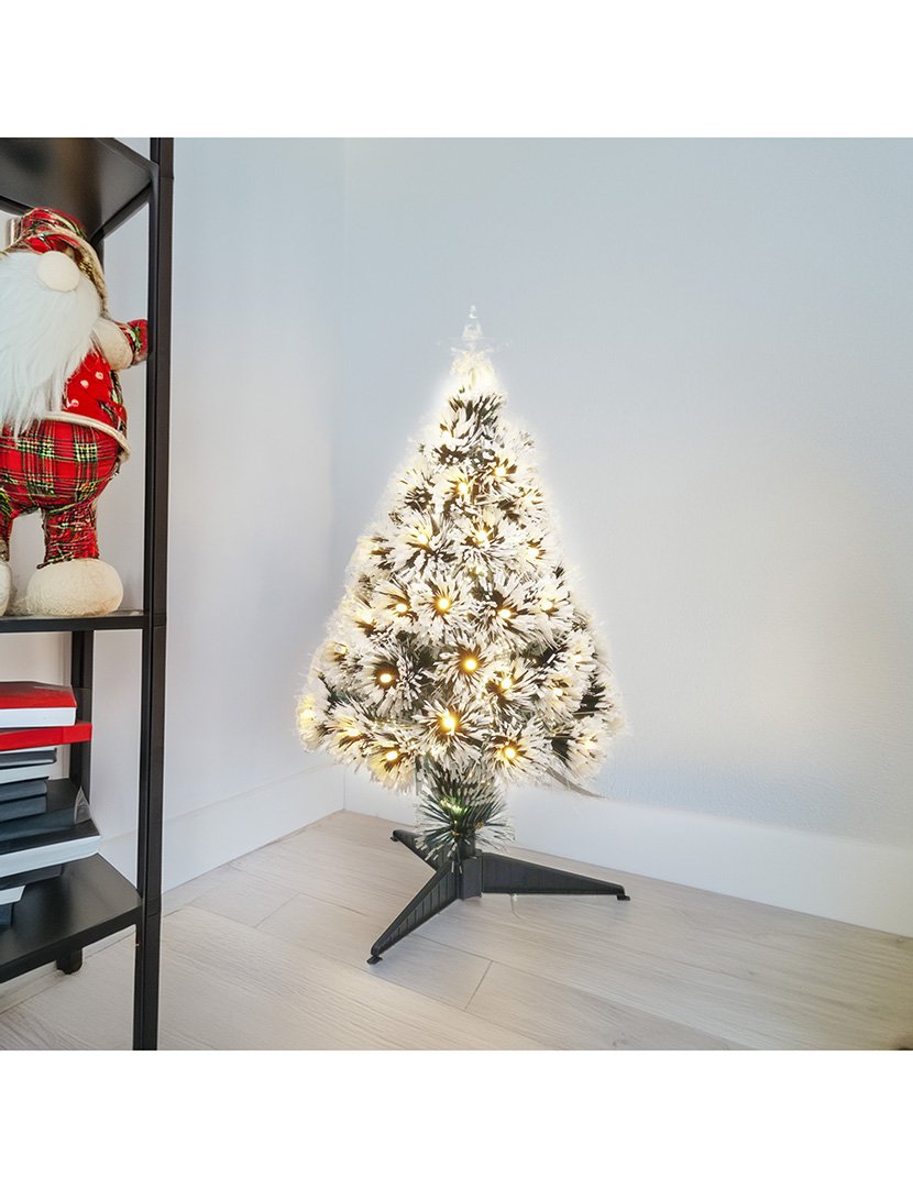 Árvore de Natal de fibra óptica com 60 Luzes LED brancas quentes e 8 funções de cor 60cm