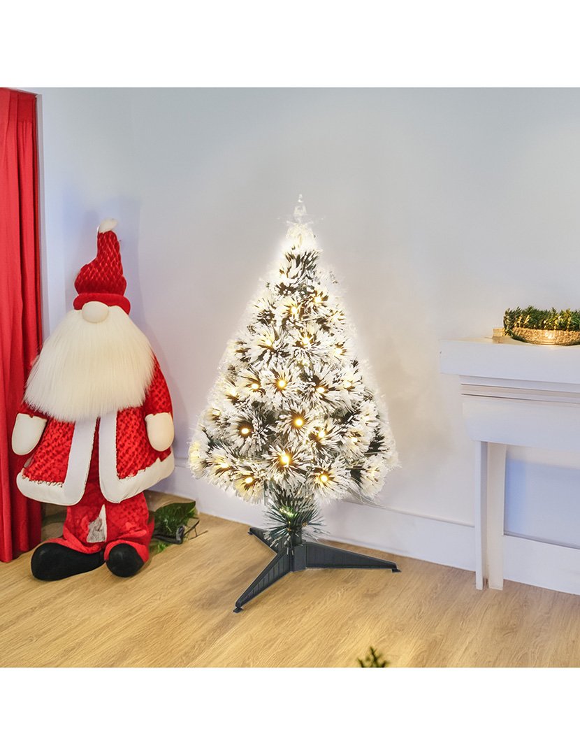 Árvore de Natal de fibra óptica com 60 Luzes LED brancas quentes e 8 funções de cor 60cm