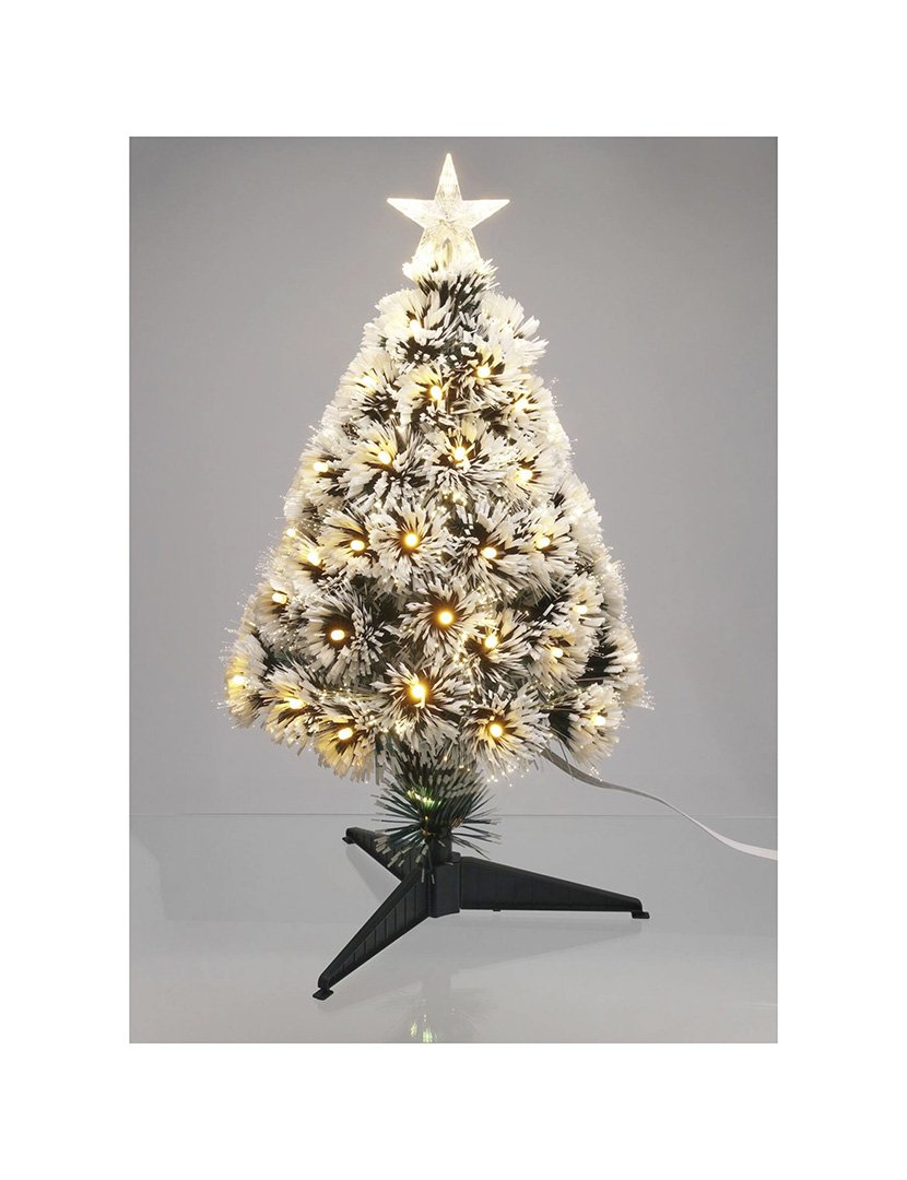 Árvore de Natal de fibra óptica com 60 Luzes LED brancas quentes e 8 funções de cor 60cm