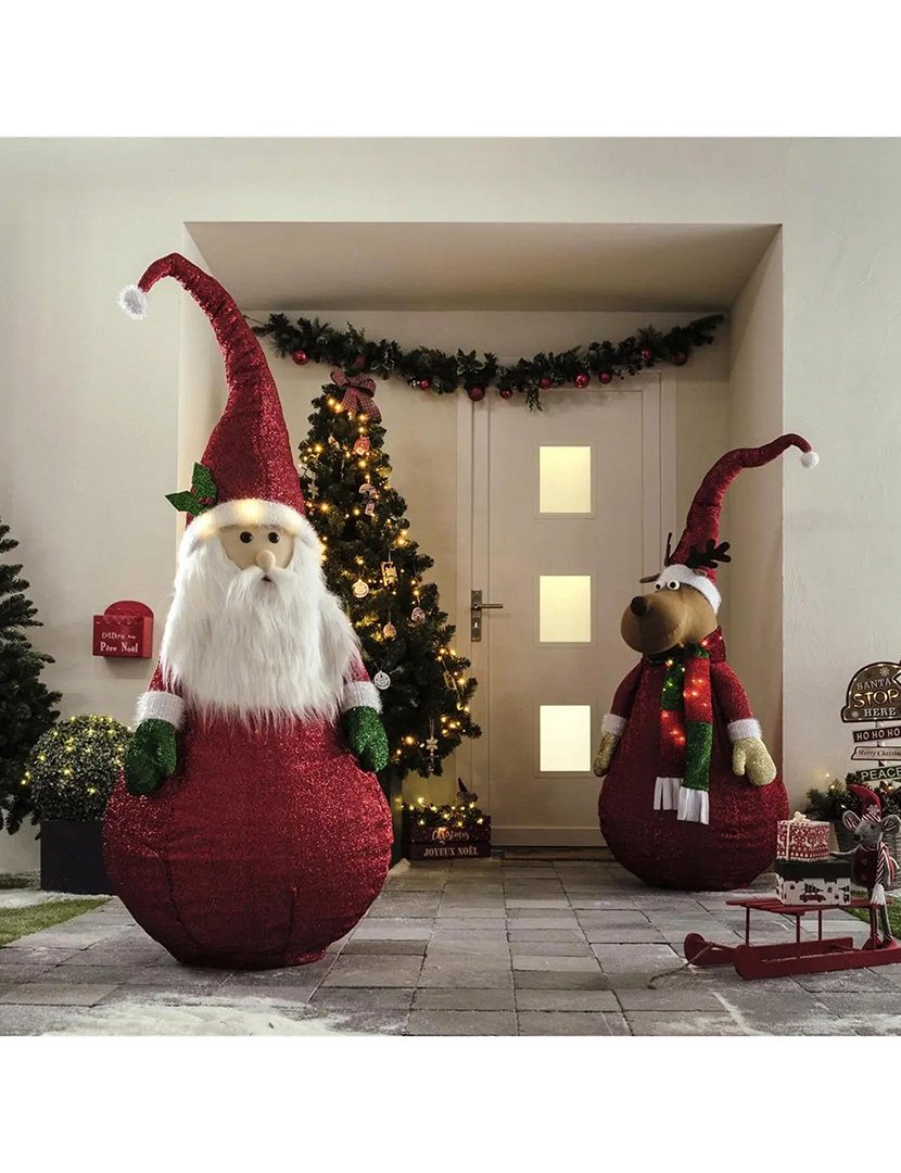 Pai Natal com corpo dobrável e Luzes LED - altura 120cm