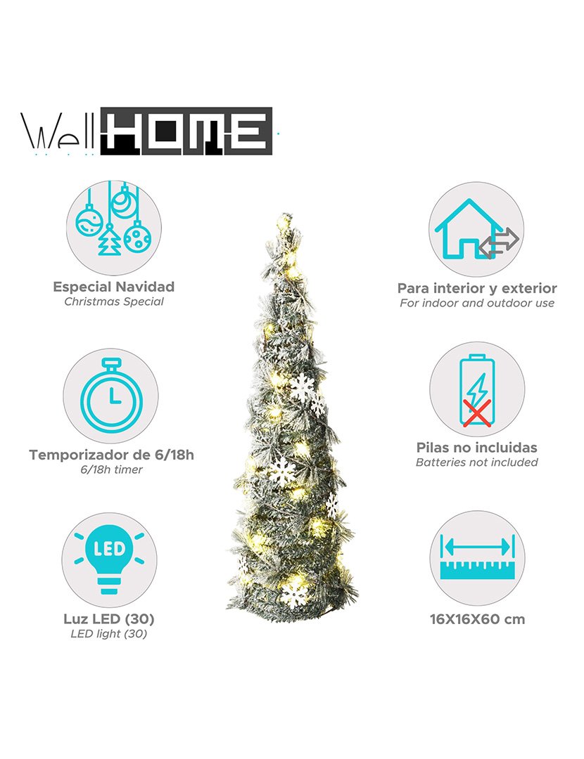 Árvore de Natal artificial com 30 micro Luzes LED 60cm