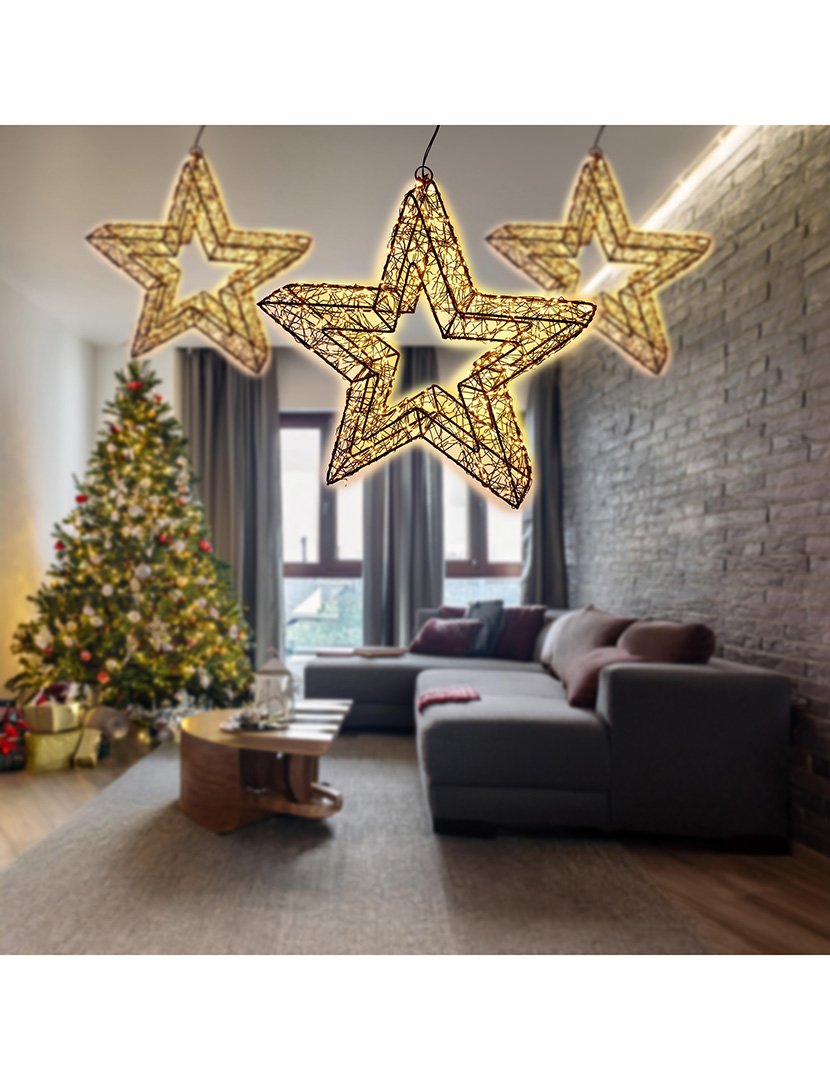 Estrela luminosa com 500 Luzes LED e estrutura metálica 38x38x8cm