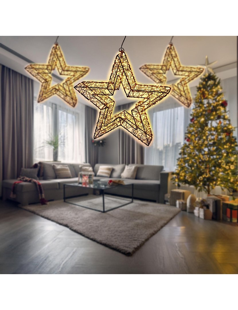 Estrela luminosa com 500 Luzes LED e estrutura metálica 38x38x8cm