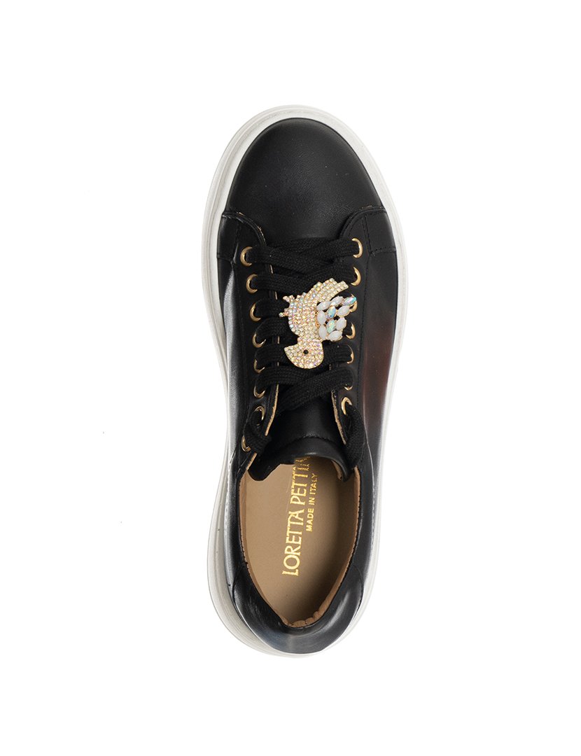 Ténis Senhora Preto e Dourado