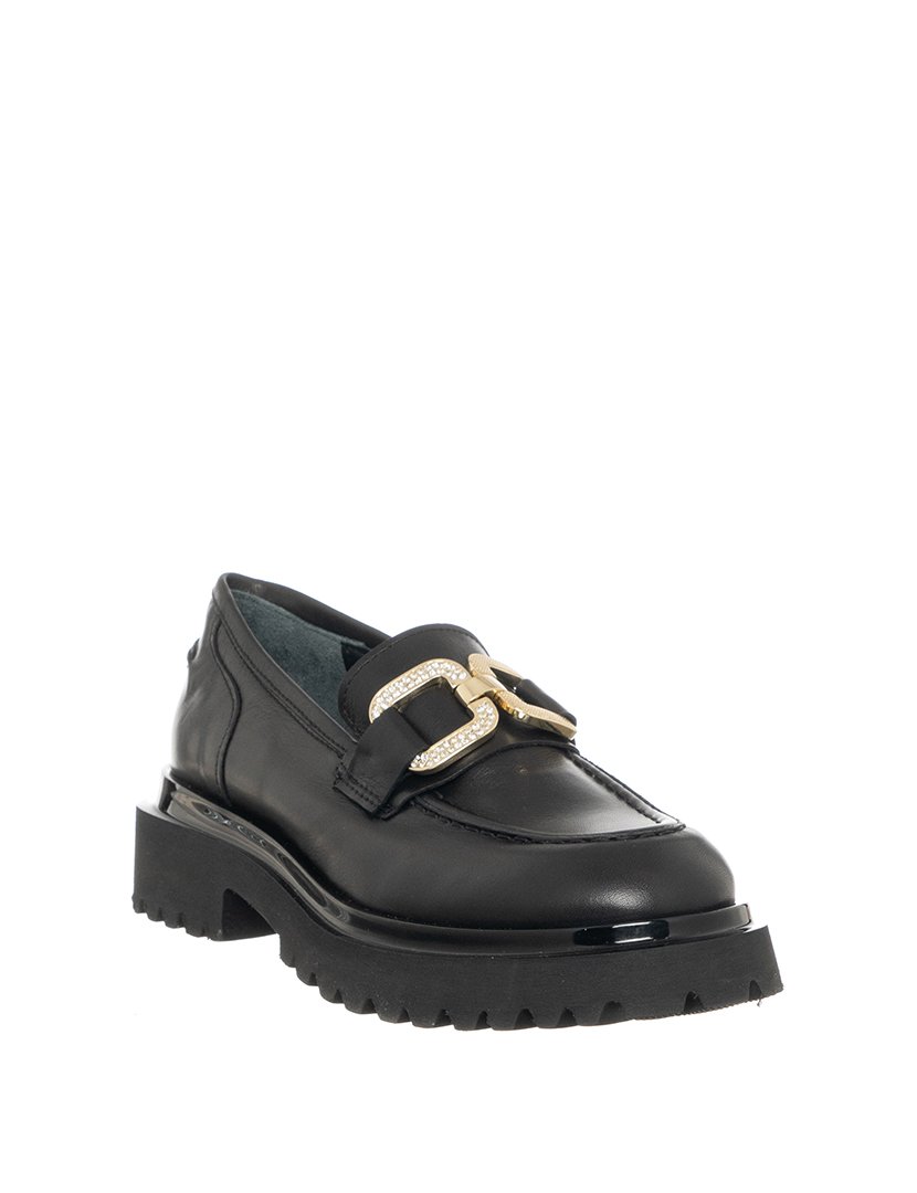 Mocassins Senhora Preto e Dourado