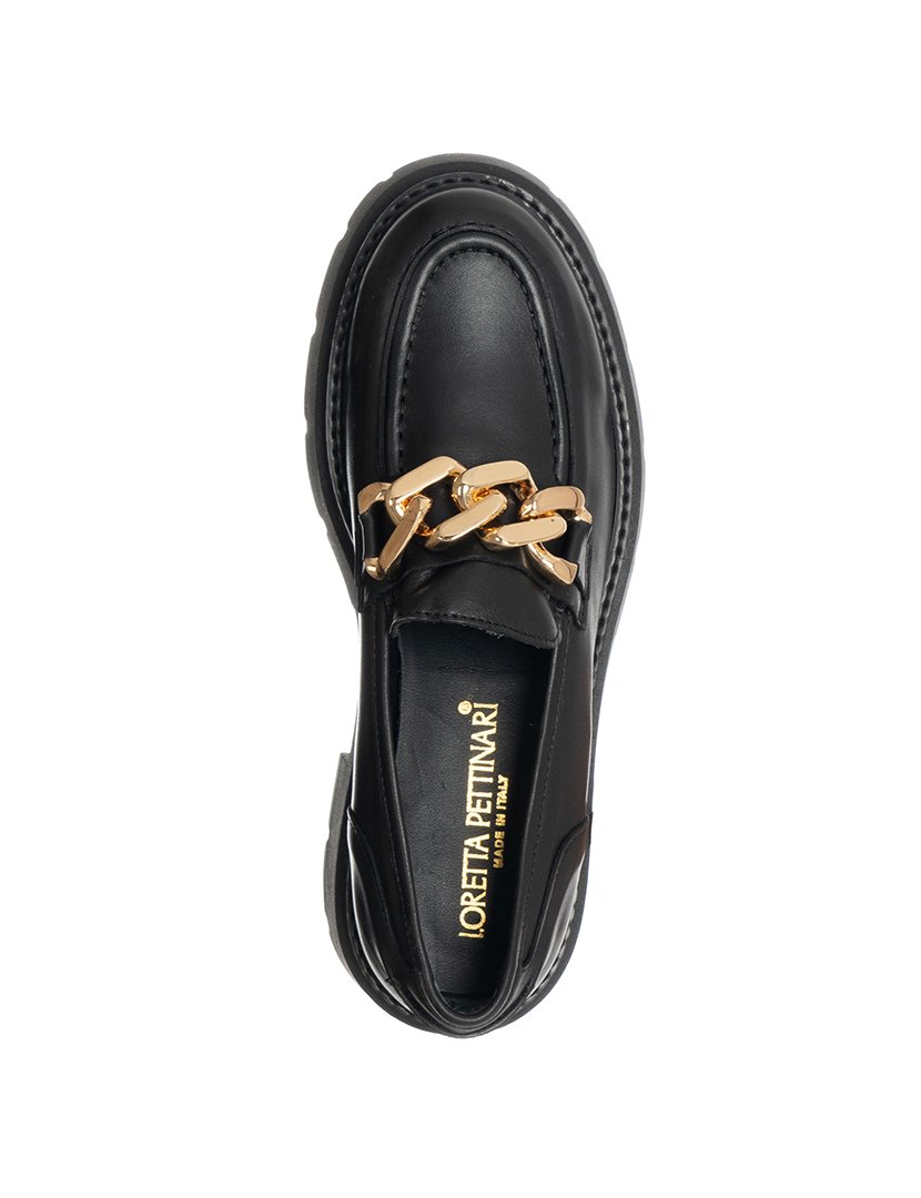 Mocassins Senhora Preto e Dourado