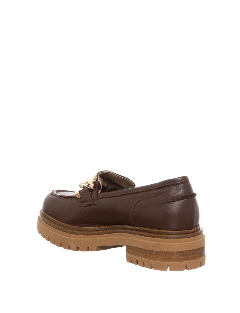 Mocassins Senhora Castanho e Dourado