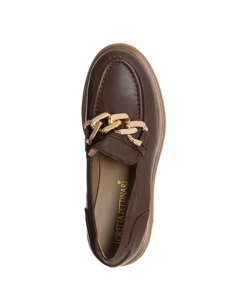 Mocassins Senhora Castanho e Dourado