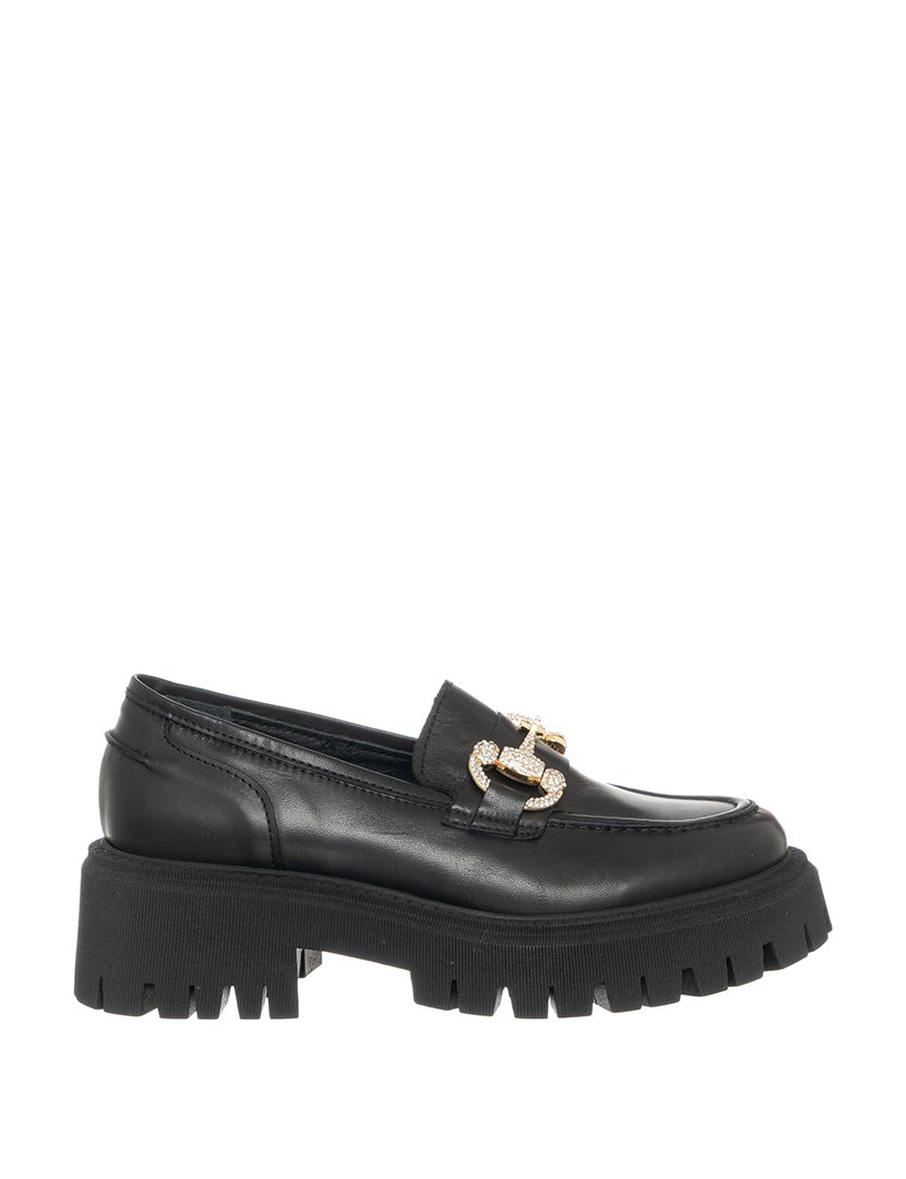 Mocassins Senhora Preto e Dourado