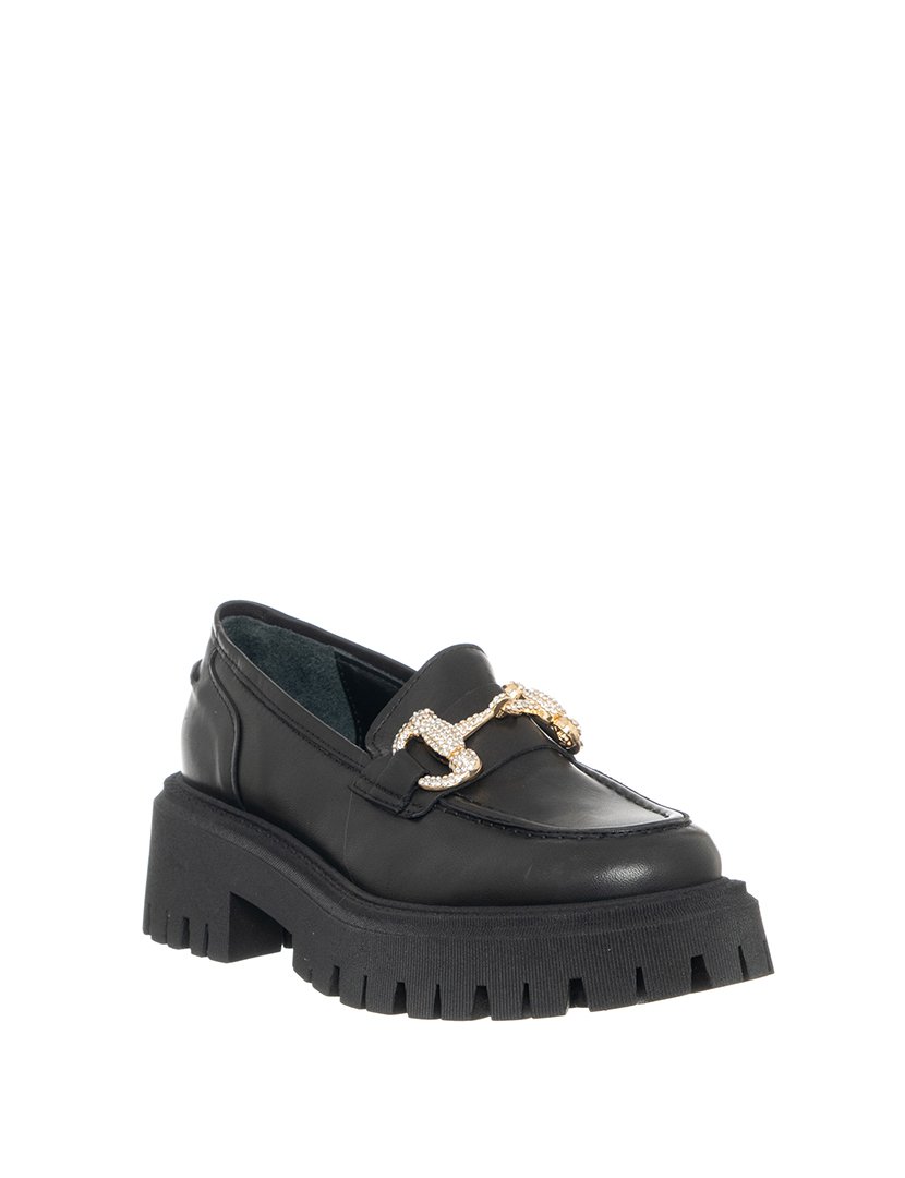 Mocassins Senhora Preto e Dourado