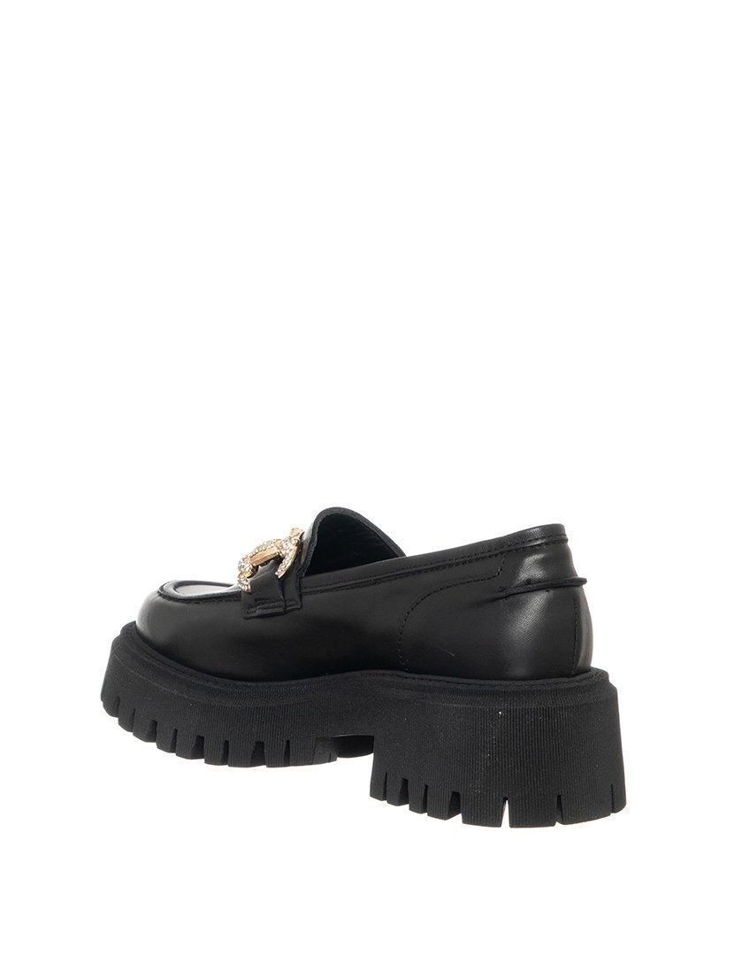 Mocassins Senhora Preto e Dourado