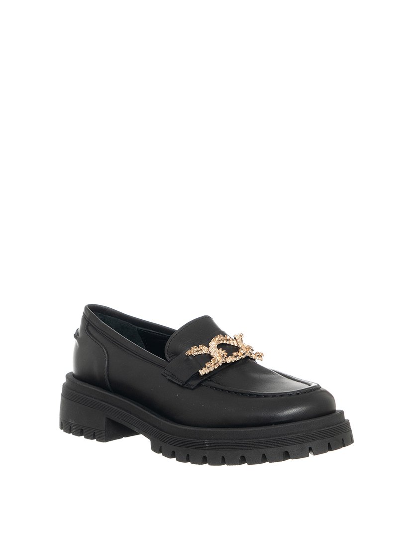 Mocassins Senhora Preto e Dourado