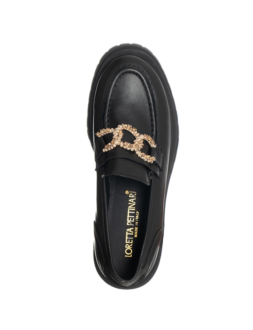 Mocassins Senhora Preto e Dourado