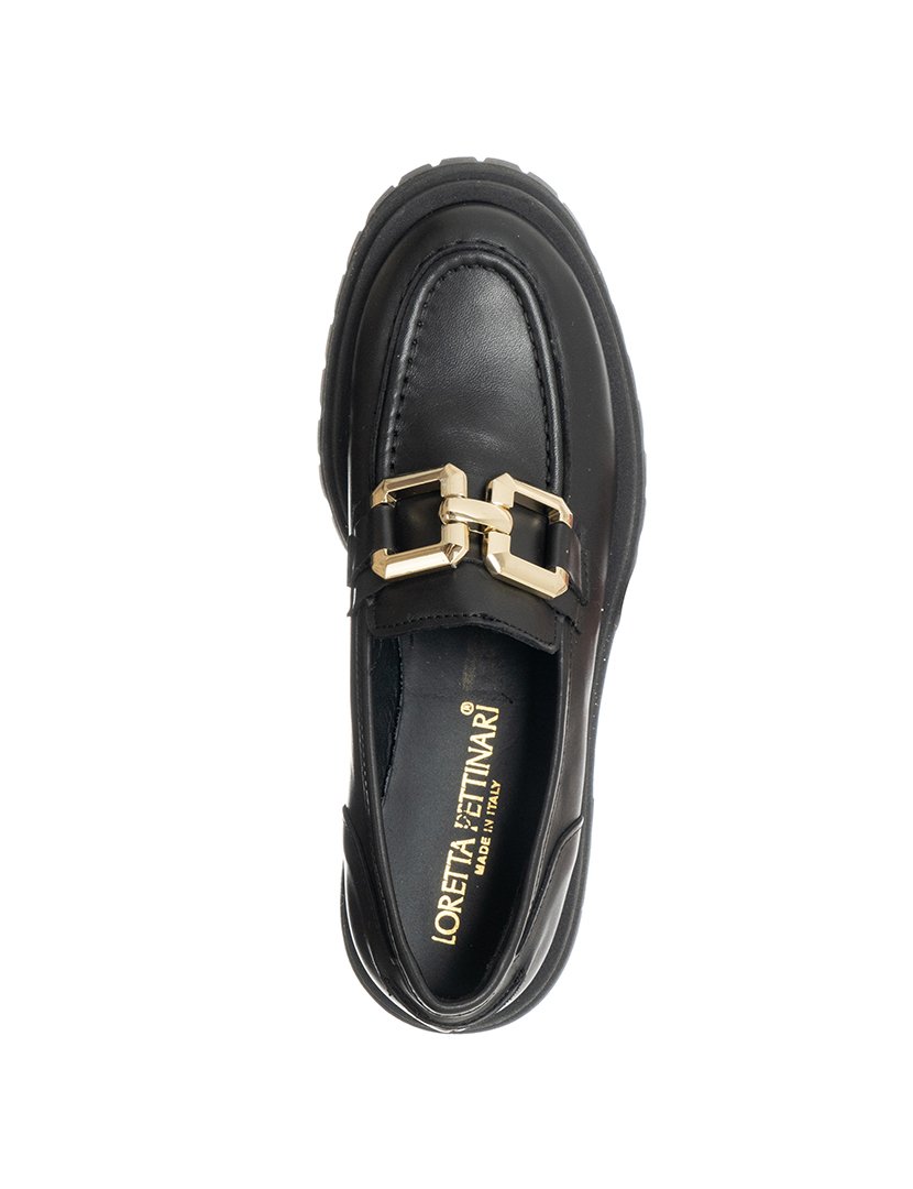 Mocassins Senhora Preto e Dourado