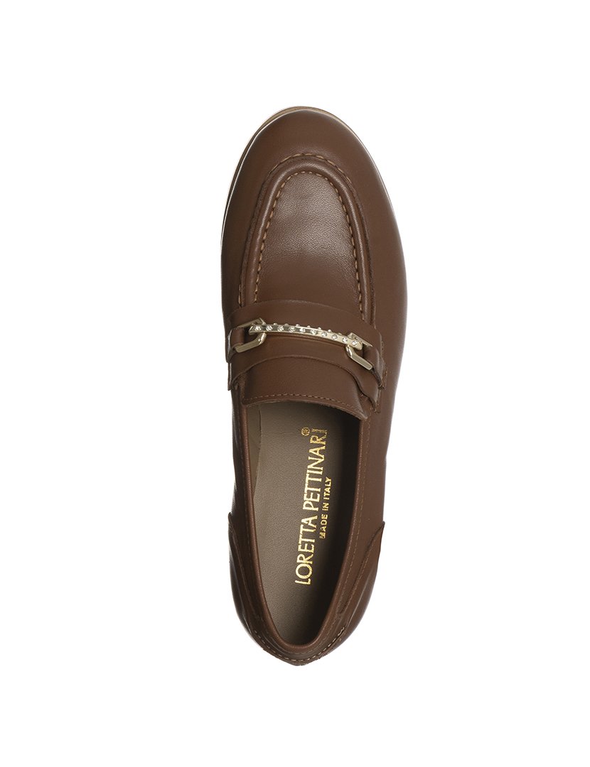 Mocassins Senhora Castanho e Dourado