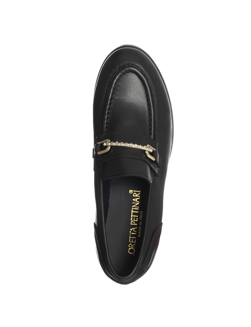 Mocassins Senhora Preto e Dourado