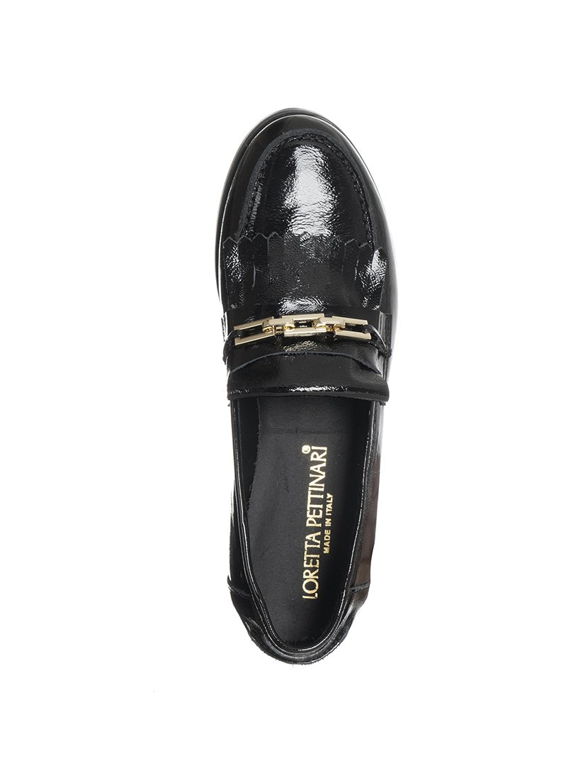 Mocassins Senhora Preto e Dourado
