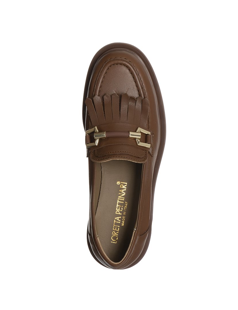 Mocassins Senhora Castanho e Dourado