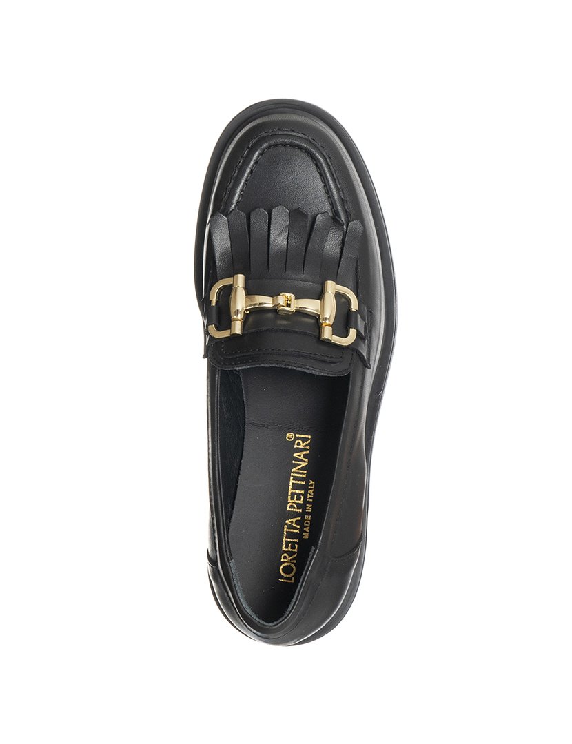 Mocassins Senhora Preto e Dourado