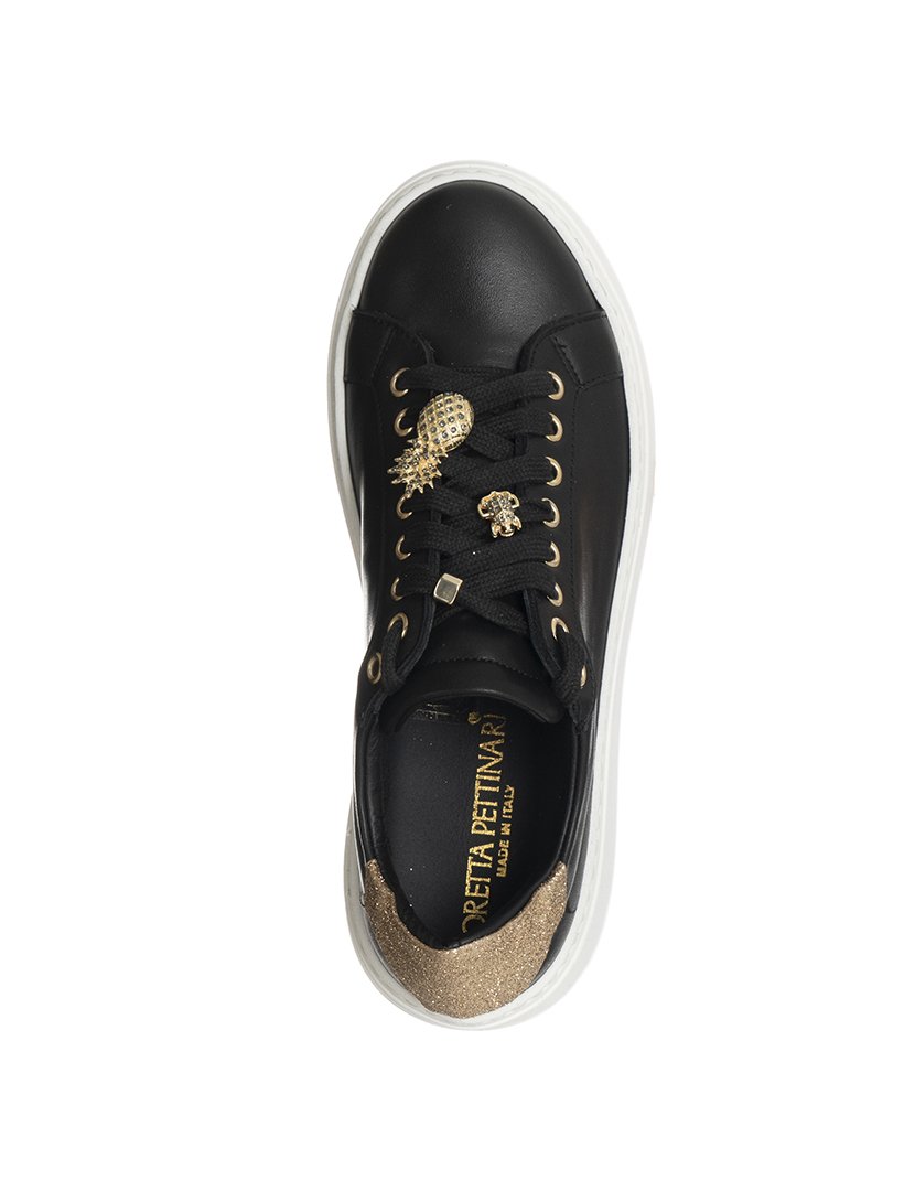 Ténis Senhora Preto e Dourado