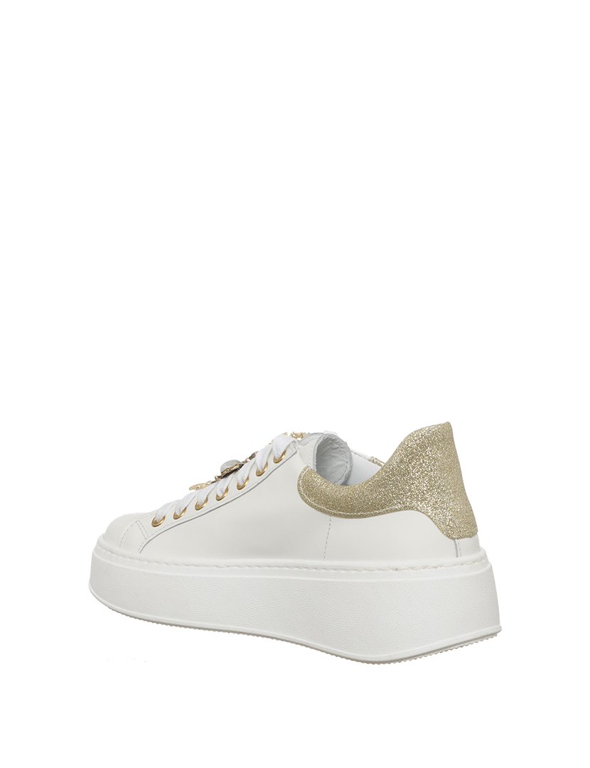 Ténis Senhora Branco e Dourado