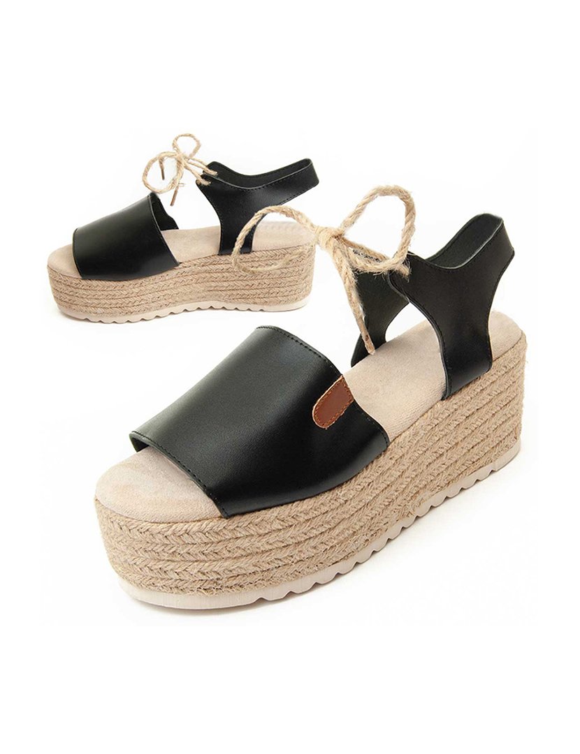 Sandálias com Cunha Senhora Preto