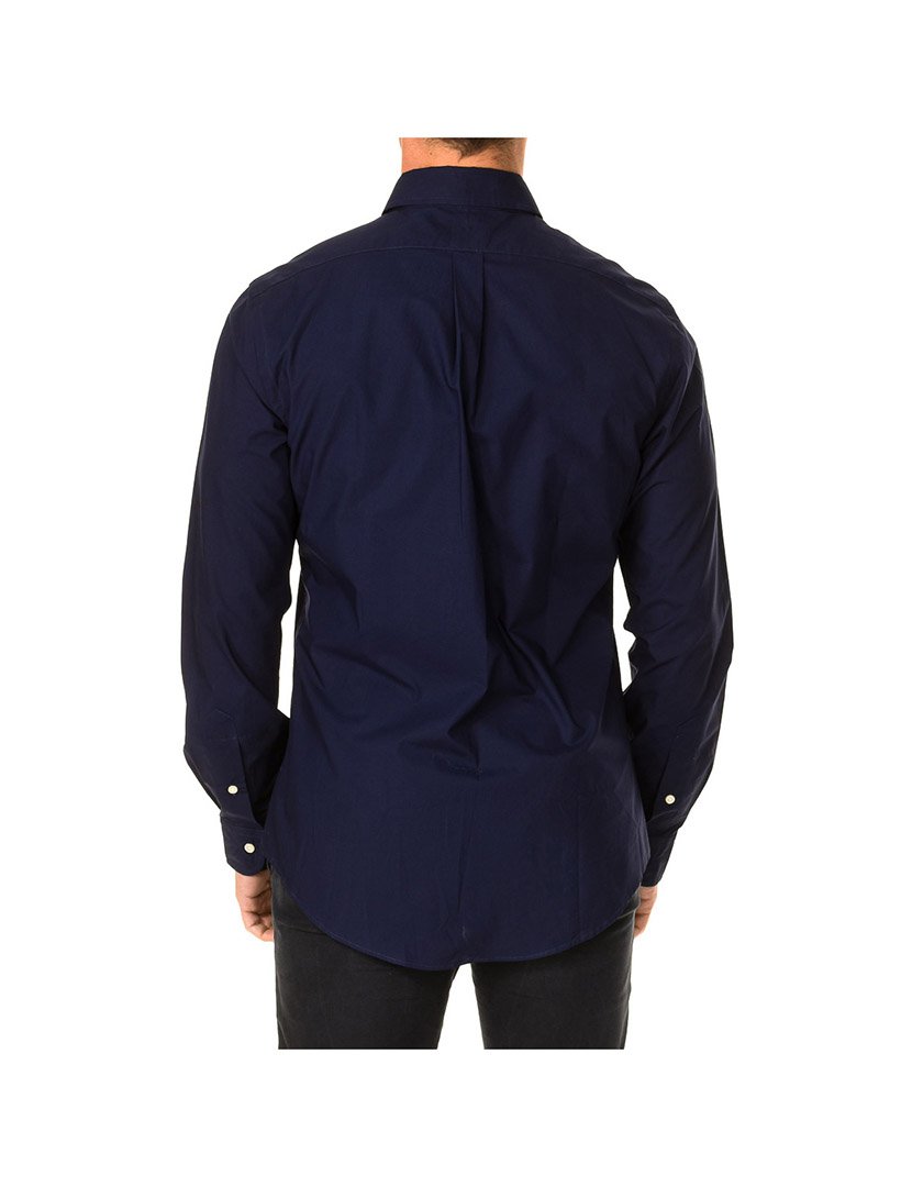 Camisa Homem Custom Fit Azul Marinho Logotipo Azul