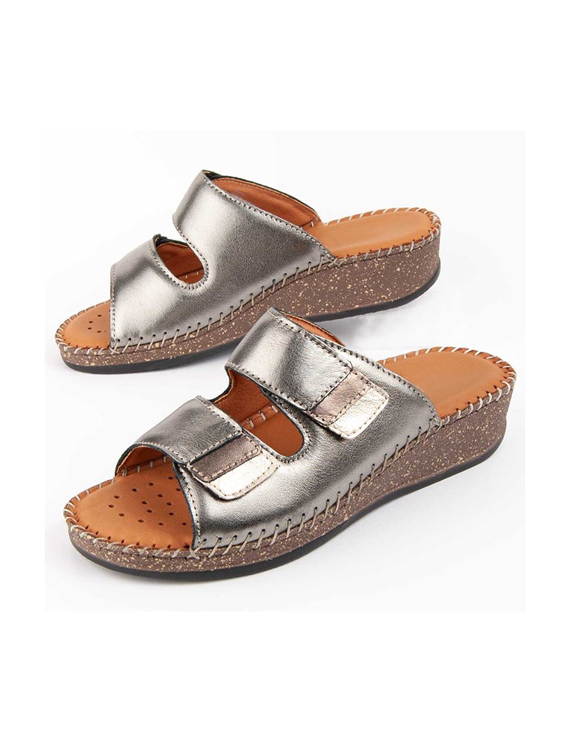 Sandálias de Cunha Senhora Prateado