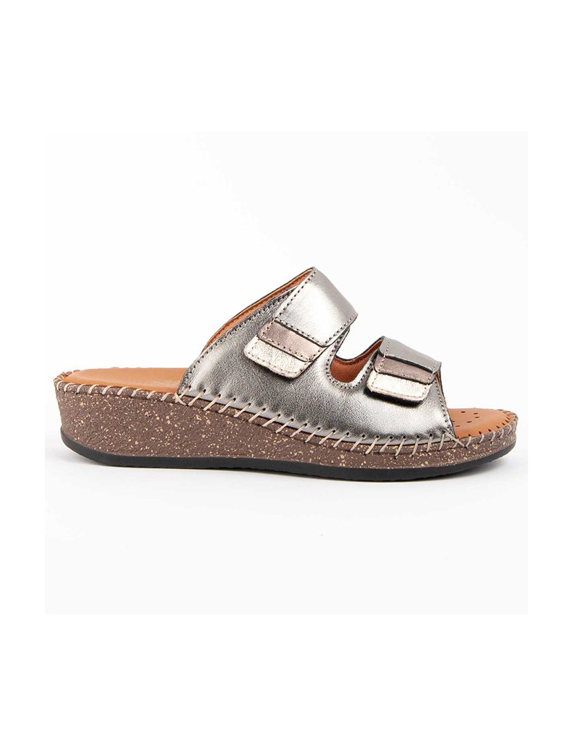 Sandálias de Cunha Senhora Prateado