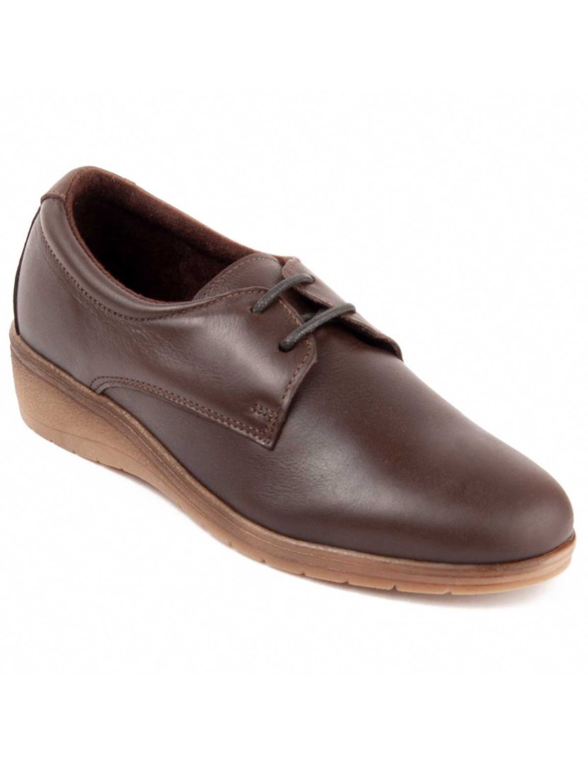 Sapatos Oxford Plataforma Senhora Castanho