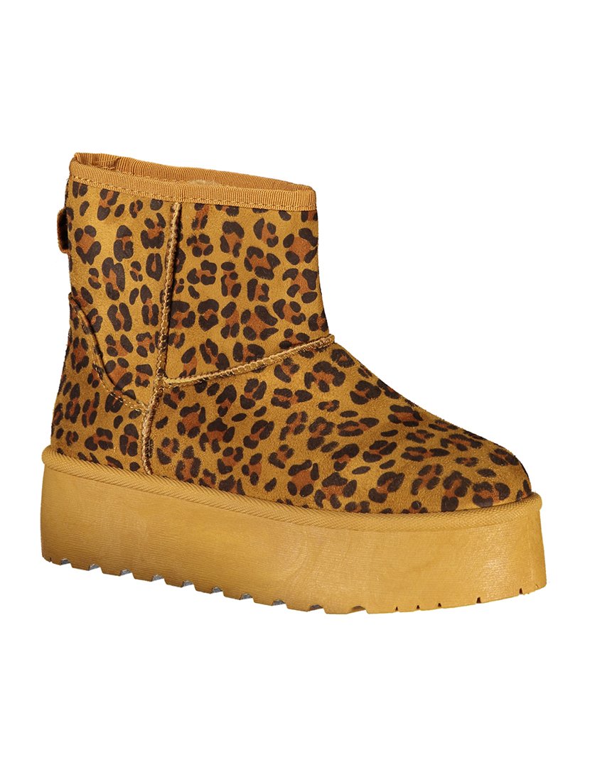 Botins Senhora Castanho com Padrão Leopardo