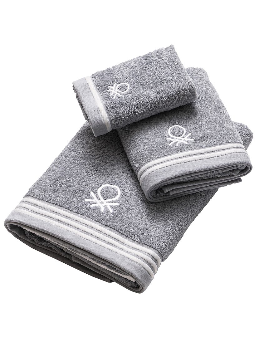 Conjunto 3 Toalhas Cinzento Logo