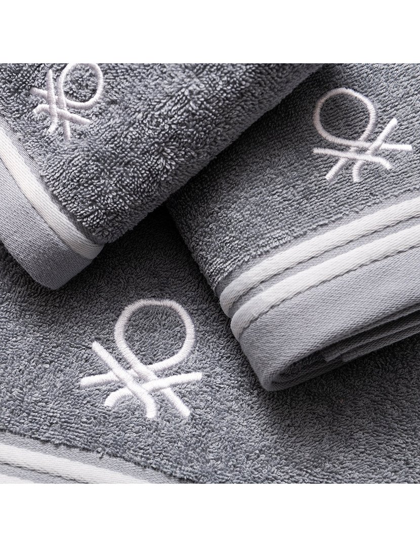 Conjunto 3 Toalhas Cinzento Logo