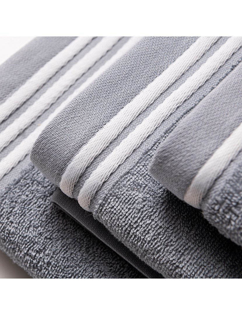 Conjunto 3 Toalhas Cinzento Logo