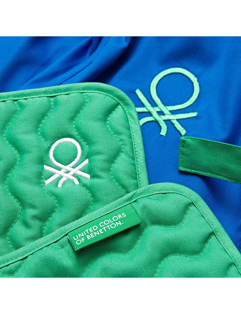 Conjunto Avental + Luvas Cozinha Rainbow Azul/Verde