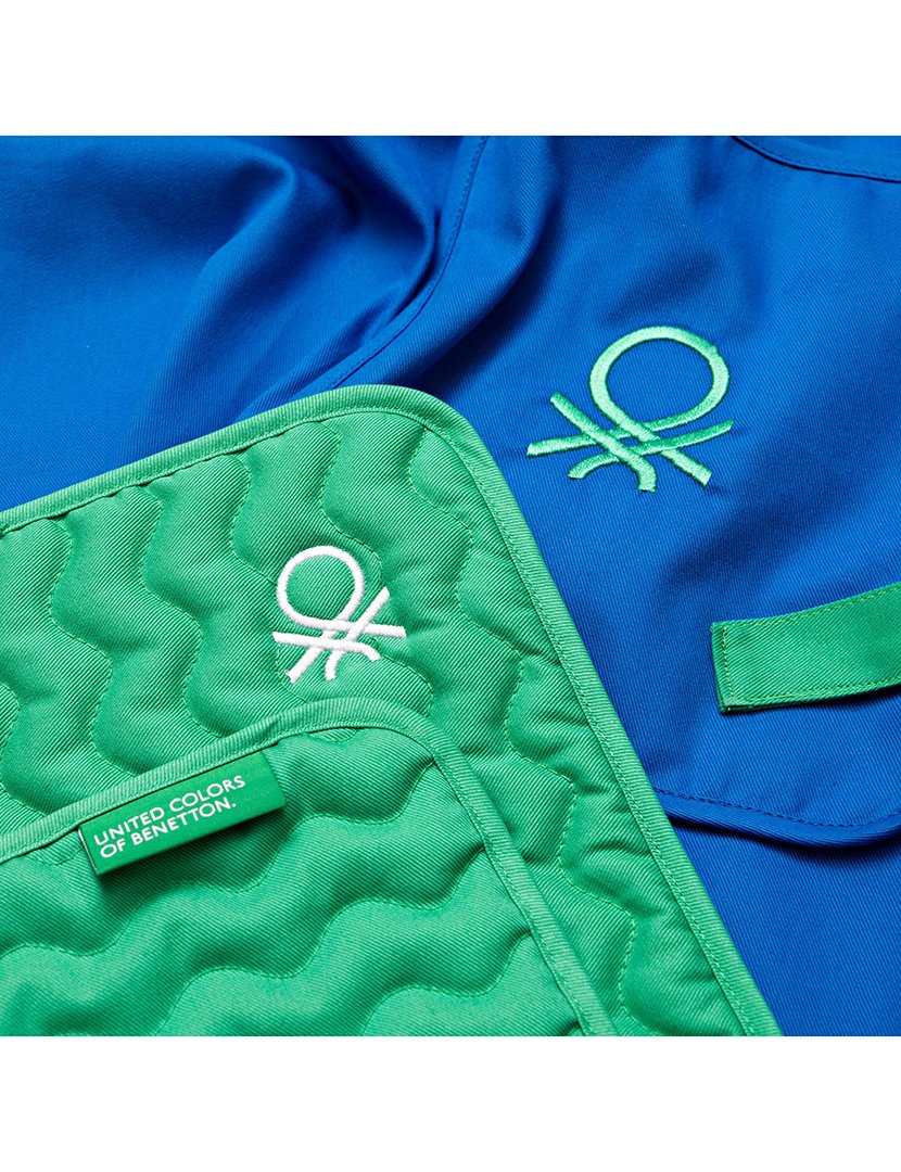 Conjunto Avental + Luvas Cozinha Rainbow Azul/Verde