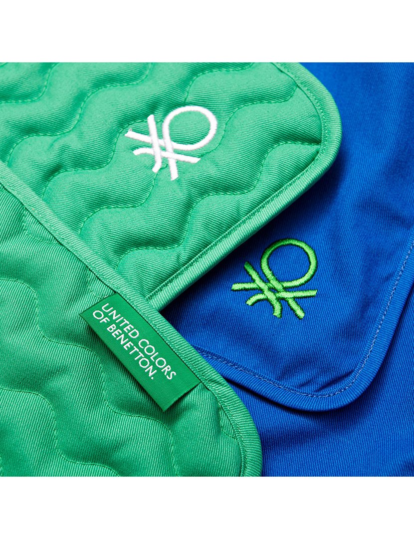 Conjunto Avental + Luvas Cozinha Rainbow Azul/Verde