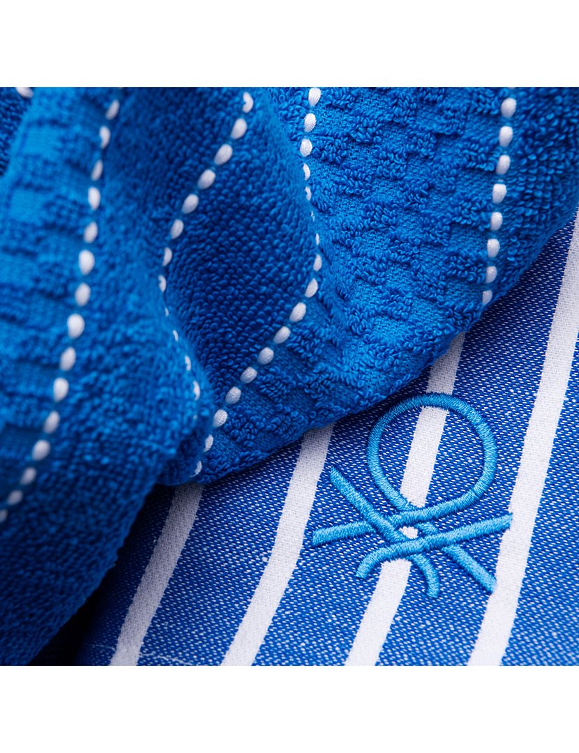 Conjunto Panos Cozinha Riscas Azul