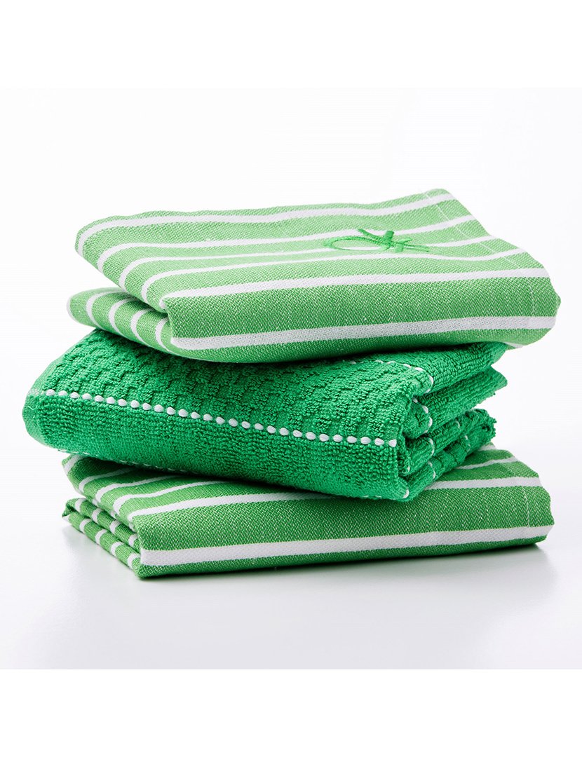 Conjunto Panos Cozinha Riscas Verde