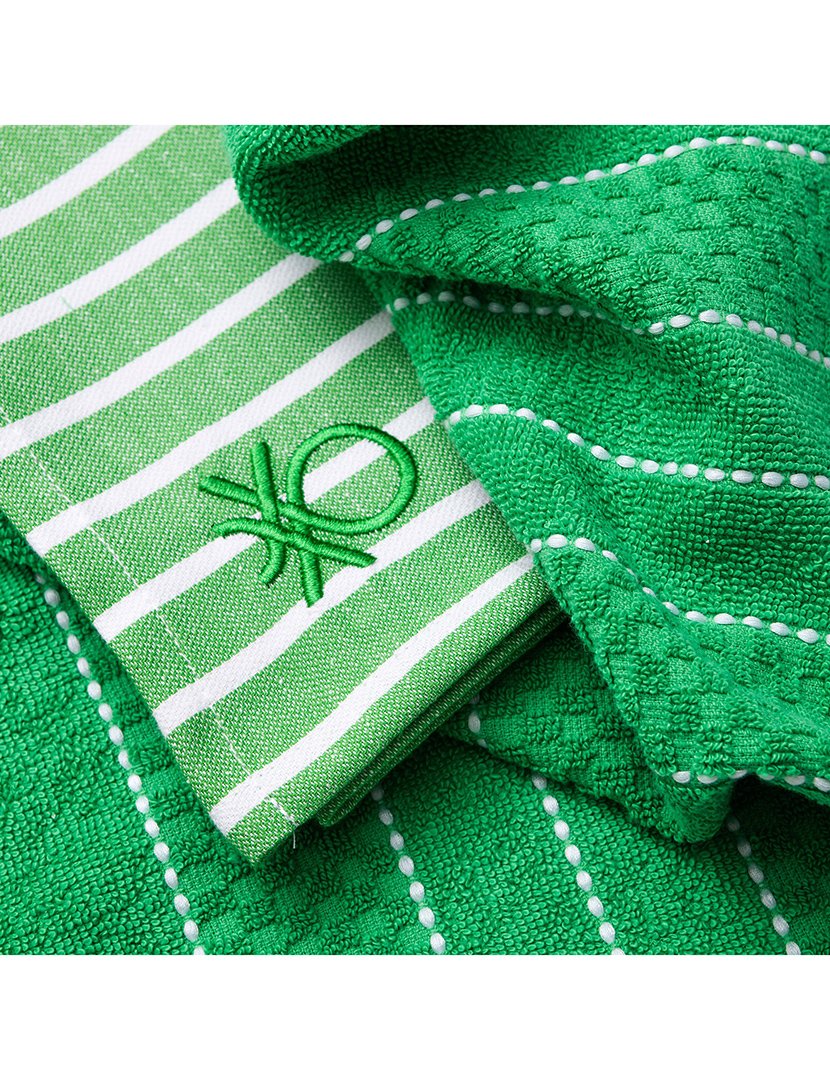 Conjunto Panos Cozinha Riscas Verde