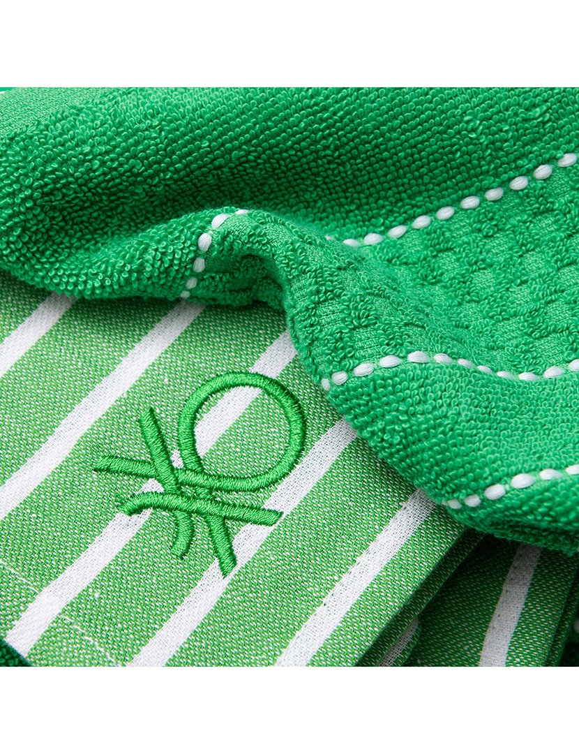 Conjunto Panos Cozinha Riscas Verde