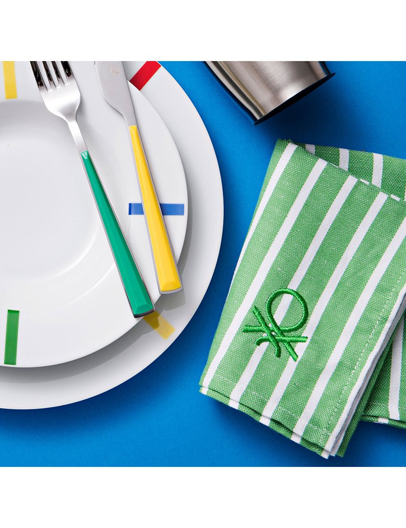 Conjunto Panos Cozinha Riscas Verde