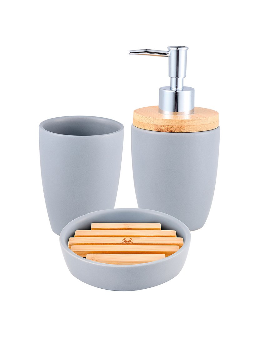 Conjunto 3 Acessórios Casa Banho Cinza