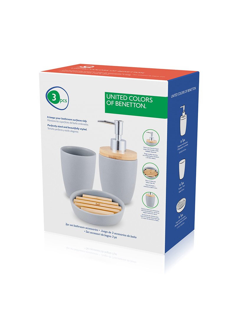 Conjunto 3 Acessórios Casa Banho Cinza