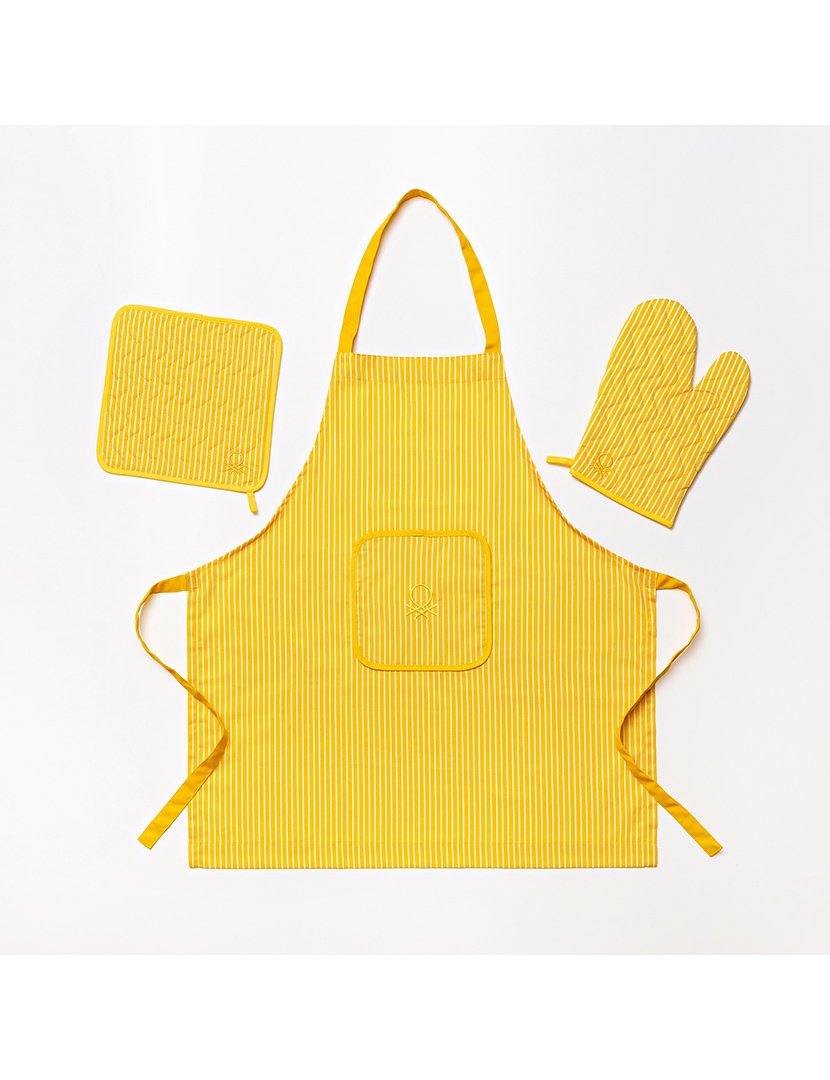 Conjunto Avental + Luvas Cozinha Amarelo